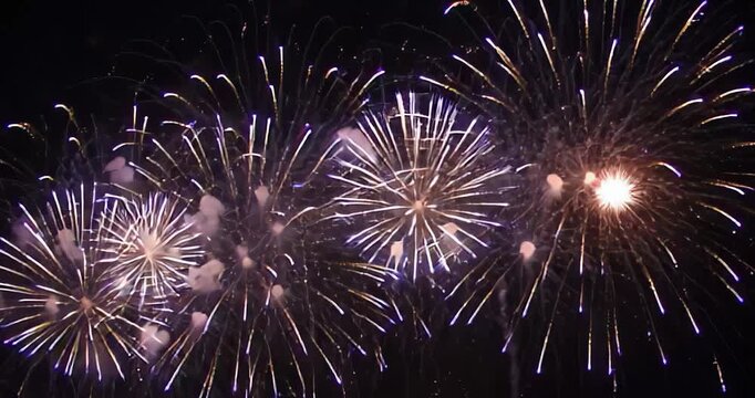 cohetes, celebraciones, noche, fuego, explosiones, cielo, alumbrado, julio, vacaciones, negro, abstracta, pirot&eacute;cnico, rojo, nuevas, celebrar, brillante, navida, a&ntilde;o, exhibidor, variopinto, moreno, fe