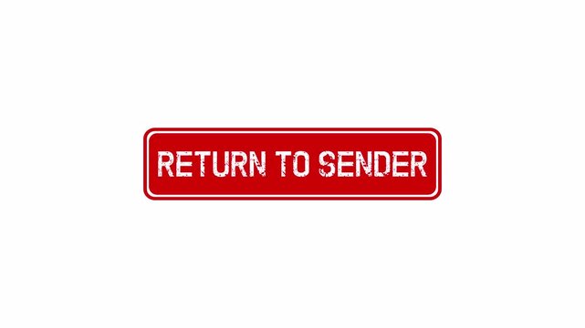 return to sender red stamp animation, animated shipping return label on transparent background.