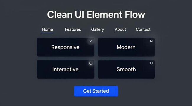 Dark theme website concept displaying a clean user interface element flow