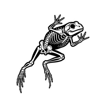 Frog Skeleton Anatomy Hand Drawn Scientific Illustration

