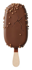 Obraz premium Chocolate ice cream bar png crunchy almonds png realistic crack png frozen dessert png sweet treat png isolated png transparent background image