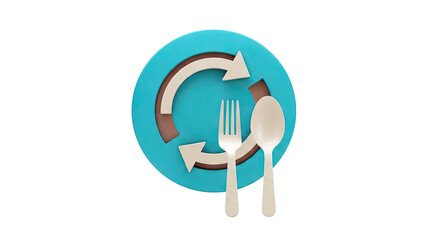 Recycling symbol with fork and spoon