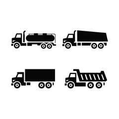 Collection of four different types of trucks depicted as silhouettes