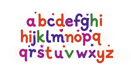 Obraz premium Colorful alphabet letters with stars on white background for kids learning