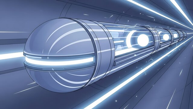 Futuristic Hyperloop Train in Neon Tunnel | High-Speed Sci-Fi Transport | Modern Urban Mobility Concept Art