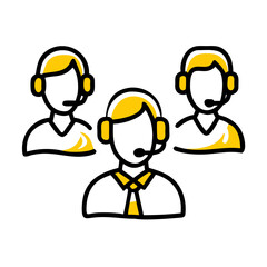 Obraz premium A diverse team of customer support agents wearing headsets, collaborating to provide online assistance and communication. 