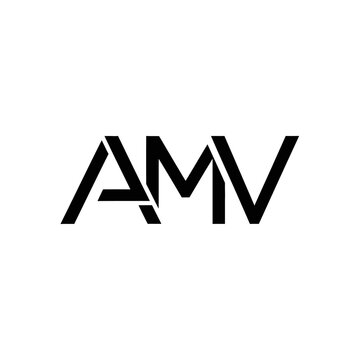 AMV letters logo design with modern font and black color.