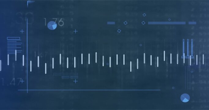 Displaying central horizontal waveform on blue HUD, showing baseline, white bars, axis lines