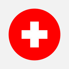 Obraz premium Medical Cross Icon in Red Circle Emergency Healthcare Symbol