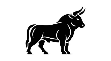 Obraz premium Black Bull Silhouette Graphic Illustration.