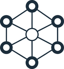 Network connection icon with linked nodes, digital communication and technology concept