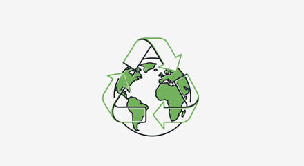 Obraz premium Eco friendly global recycling symbol with green continents