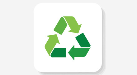 Obraz premium Flat vector illustration of a green recycling symbol with three arrows forming a triangle. Environmental protection concept representing recycling, sustainability, waste management and eco friendly pr