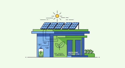 Obraz premium minimal flat vector Green Home Sustainable Living