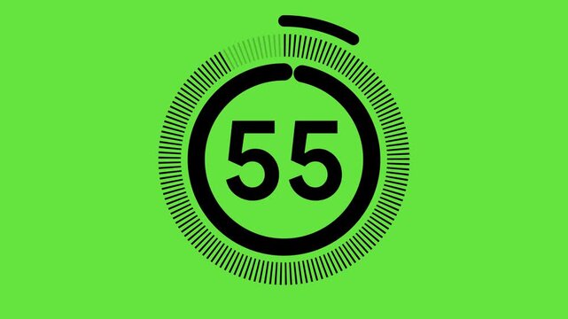 60 second countdown with circle animation, 60 to 0 animation countdown. 4K video
