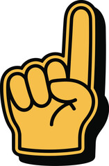 Obraz premium Yellow Foam Finger Raised Pointing Up Number One Hand Symbol Celebration and Support Vector