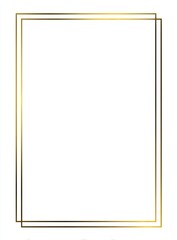 Gold rectangular double frame on white background