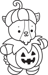 Fototapeta premium Coloring pages of cute goat animal icon halloween stickers. Goat 
