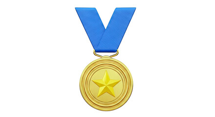 Gold medal with blue ribbon and star emblem