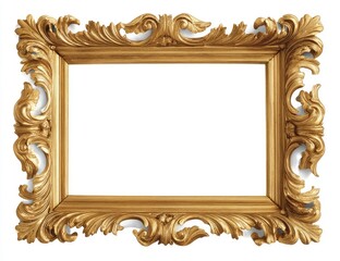 Ornate golden rectangular frame with scrolled embellishments, set against a white background
