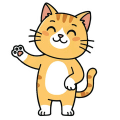 Cute cartoon kitten with fluffy fur and a happy smile playing playfully with its tail in a fun colorful vector illustration