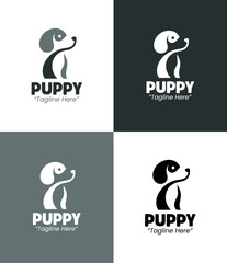 Obraz premium Modern Minimalist Puppy Logo for Pet Care and Community Branding