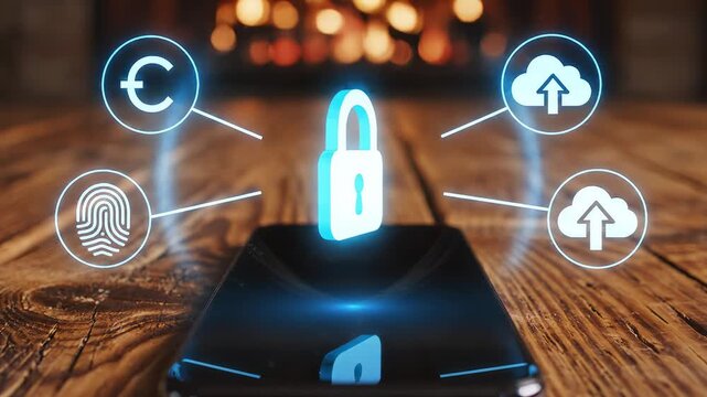 Smartphone with digital security icons