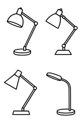 Obraz premium Icon, 4 illustrations of table lamps with outline design