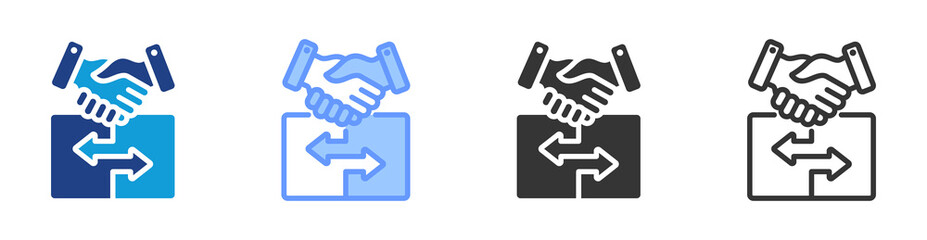 Post Acquisition Integration icon set multiple style collection
