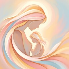 Abstract digital artwork depicting an adult and child