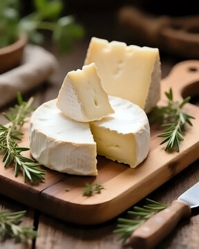 image d'un brie sur un plateau et coup&eacute;