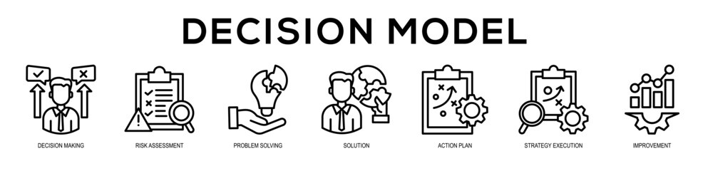 Decision Model web banner icon illustration concept