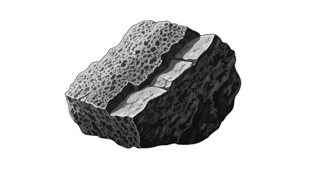 Black and white illustration of meteorite. © Naswi