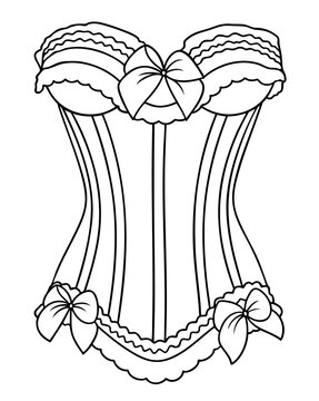 Women Lace-Up Corset Lingerie, Vintage Boned Waist Cincher with Satin Bows and Scalloped Trim, Romantic Boudoir Underwear, Feminine Shapewear Top