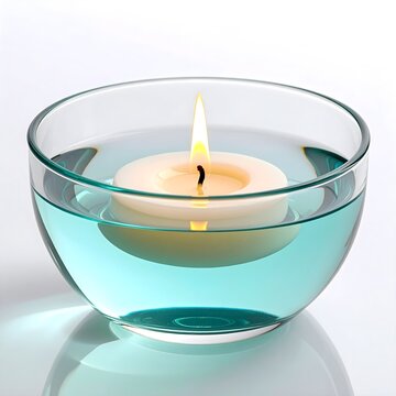 Floating Candle in Glass Bowl with Water &ndash; Minimalist Cinematic Spa Concept