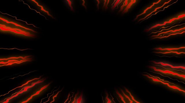Radial red thunder lightning effect animation on black background