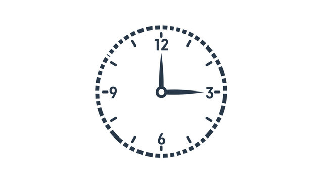 Simple analog clock face with black markings and hands showing exactly three o clock on a clean white background for scheduling.