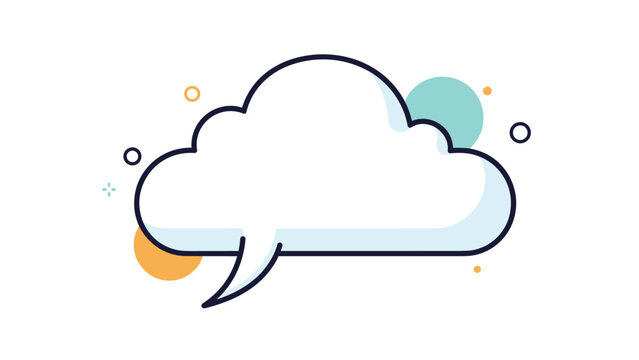 Stylized cloud speech bubble with colorful circles and stars for fun comic strips, social media posts, or creative messaging designs.