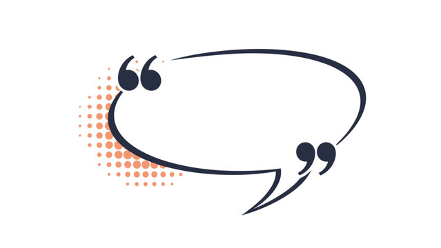 Stylish quote box speech bubble with quotation marks and orange halftone pattern background for customer testimonials or famous quotes.