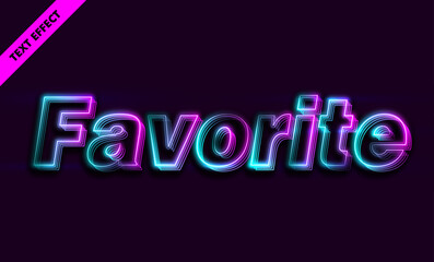 Fototapeta premium Neon favorite text effect with blue purple gradient glow and futuristic sci-fi style