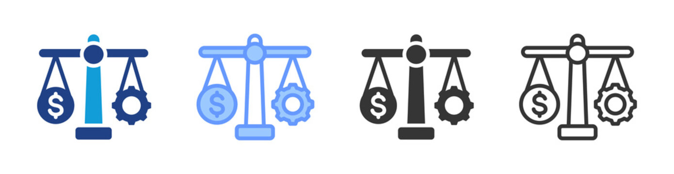 Cost Benefit Analysis icon set multiple style collection