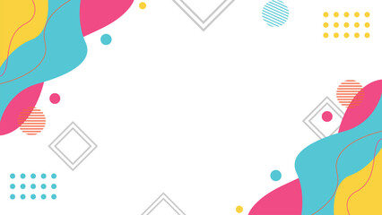 Modern memphis background with elements. Abstract memphis background. Fluid shapes composition. Cute Colorful Memphis Background. 