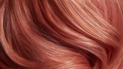 Naklejka premium Soft Waves of Glossy Rose Hair Captured in Close-Up, Showcasing the Subtle Texture and Vibrant Color for Beauty and Hair Care Presentation