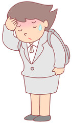 疾患・疾病のイラスト - 体調不良・発熱・頭痛