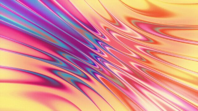 Abstract liquid wavy pattern motion background in retro neon synthwave colors with small waves movement. Seamless looping visual for motion graphics, titles, VJ visuals, and social content.
