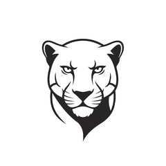 Black and White Illustration of Lioness Head. © alvi rudi kurniawan