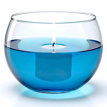 Minimal Candle in Gradient Water Glass Bowl &ndash; Modern Cinematic Aesthetic