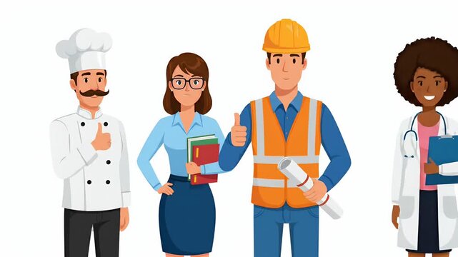 Diverse Professionals Chef Teacher Engineer Doctor Diverse Team