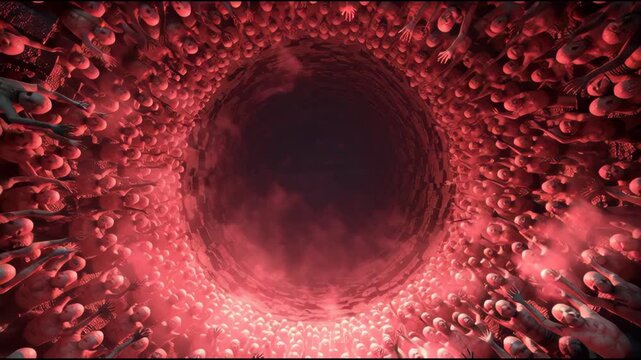 Sinners in Hell at the City of Dis, Dark Fantasy Scene Inspired by Dante&rsquo;s Inferno