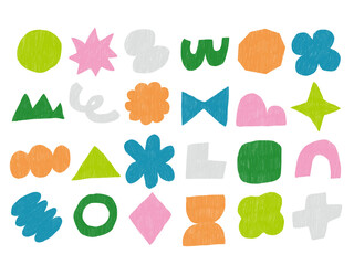 手描きあしらいセット　幾何学模様　カラフル　パターン